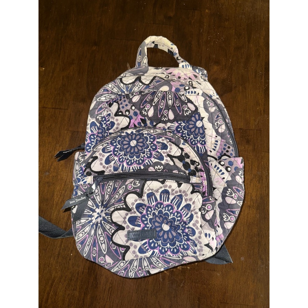 Vera Bradley Mimosa Medallion Essential Backpack Purple Quilted Cotton Bag